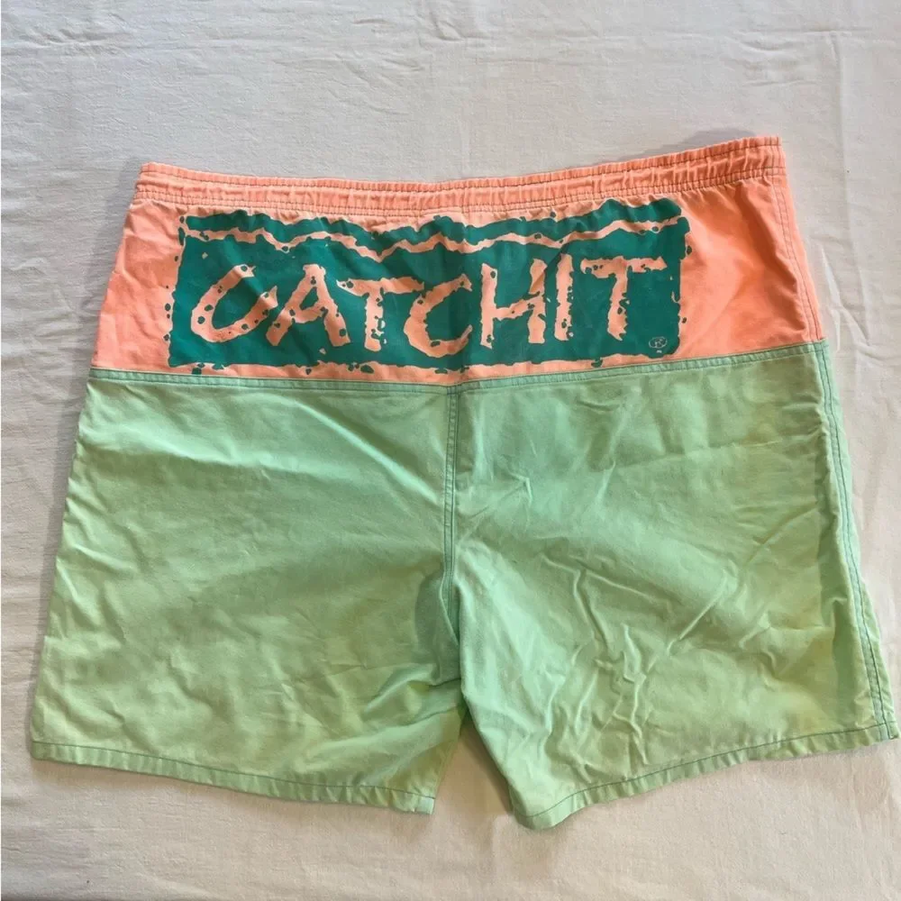 Vintage swim trunks board shorts surf shorts Catch It men’s XL
